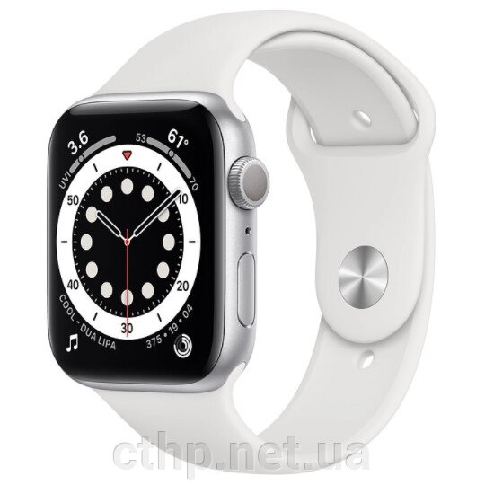 Apple Watch Series 6 GPS 44mm Silver Aluminum Case w. White Sport B. (M00D3) від компанії Cthp - фото 1