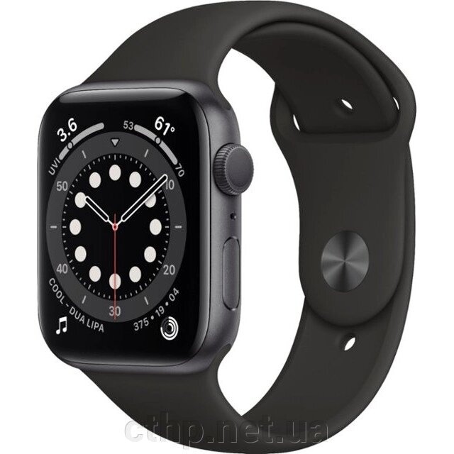 Apple Watch Series 6 GPS 44mm Space Gray Aluminum Case w. Black Sport B. (M00H3) від компанії Cthp - фото 1