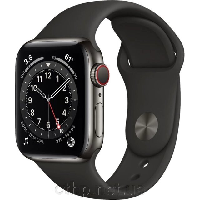 Apple Watch Series 6 GPS + Cellular 40mm Graphite Stainless Steel Case w. Black Sport B. (M02Y3) від компанії Cthp - фото 1