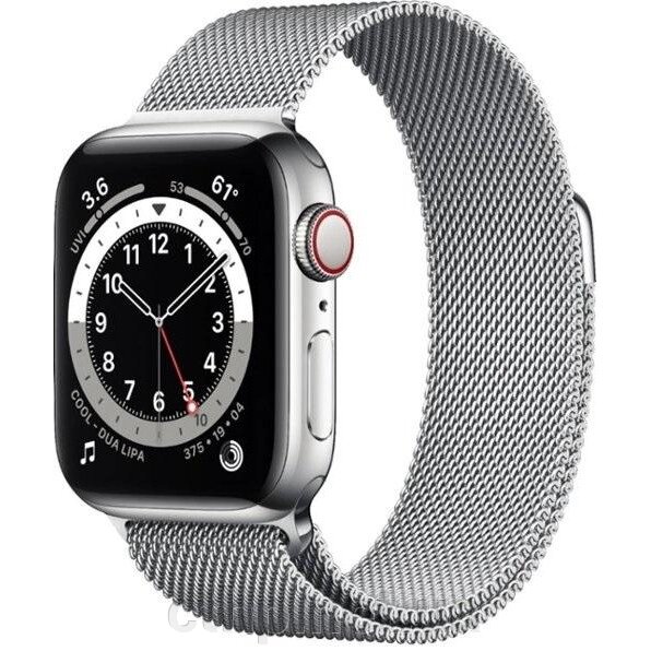 Apple Watch Series 6 GPS + Cellular 40mm Silver Stainless Steel Case w. Silver Milanese L. (M02V3) від компанії Cthp - фото 1