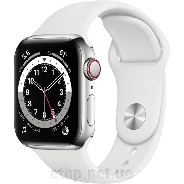 Apple Watch Series 6 GPS + Cellular 40mm Silver Stainless Steel Case w. White Sport B. (M02U3) від компанії Cthp - фото 1