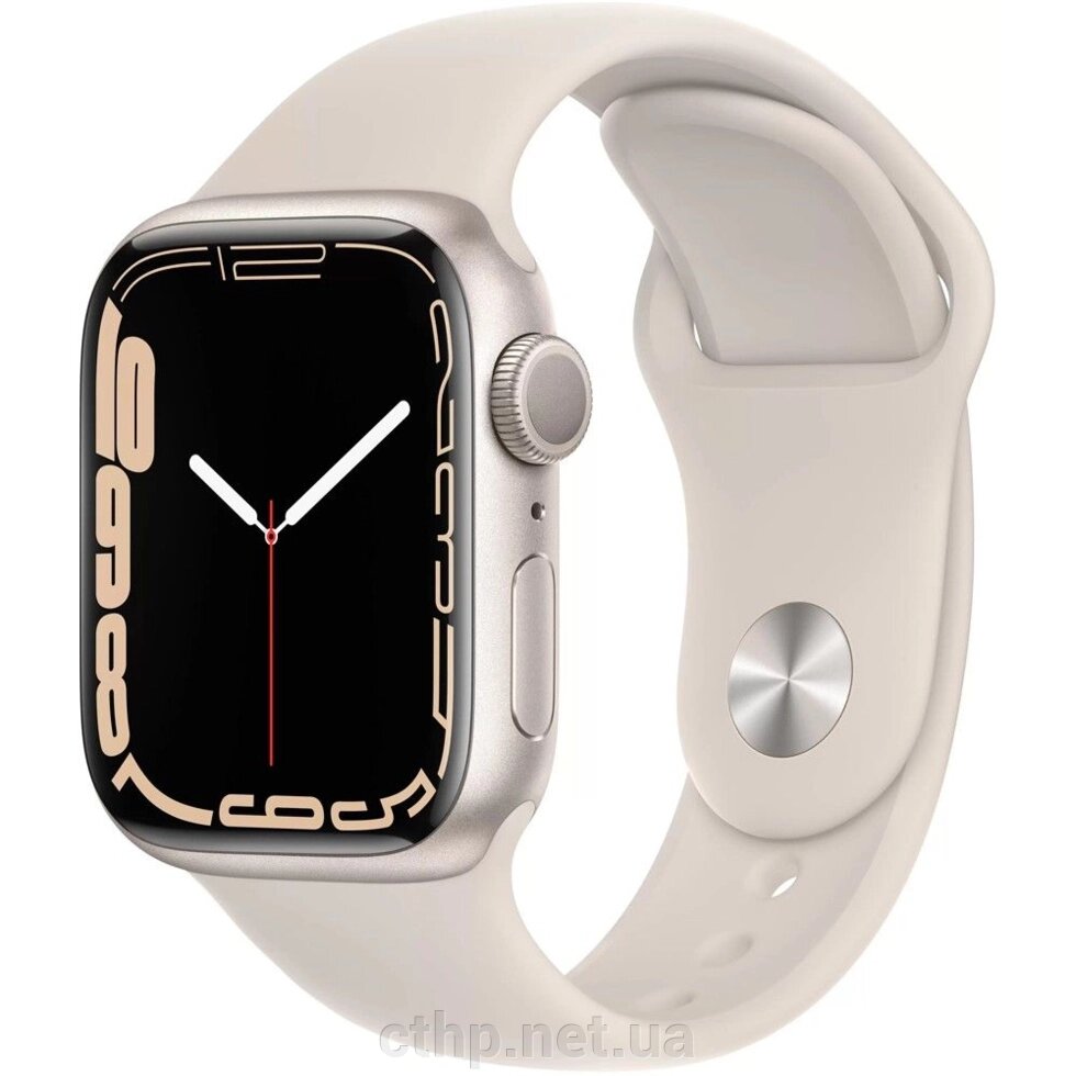 Apple Watch Series 7 GPS 41mm Starlight Aluminum Case With Starlight Sport Band (MKMY3) від компанії Cthp - фото 1