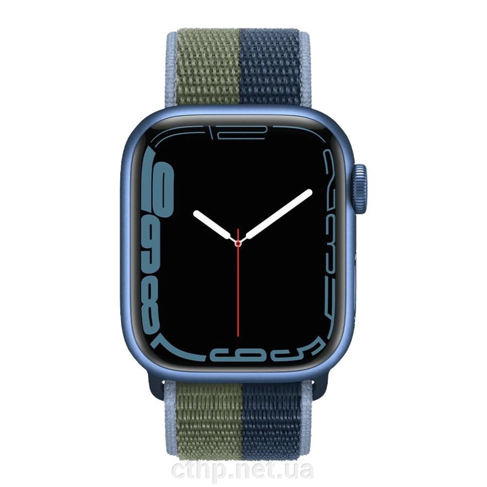 Apple Watch Series 7 GPS 45mm Blue Aluminum Case With Abyss Blue/Moss Green Sport Loop (MKNR3) від компанії Cthp - фото 1