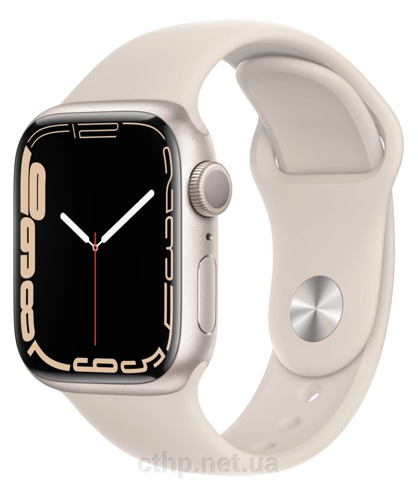 Apple Watch Series 7 GPS 45mm Starlight Aluminum Case With Starlight Sport Band (MKN63) від компанії Cthp - фото 1