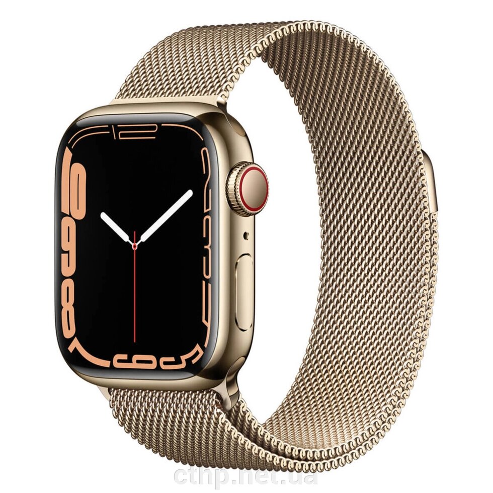 Apple Watch Series 7 GPS + Cellular 41mm Gold Stainless Steel Case with Gold Milanese Loop (MKHH3) від компанії Cthp - фото 1