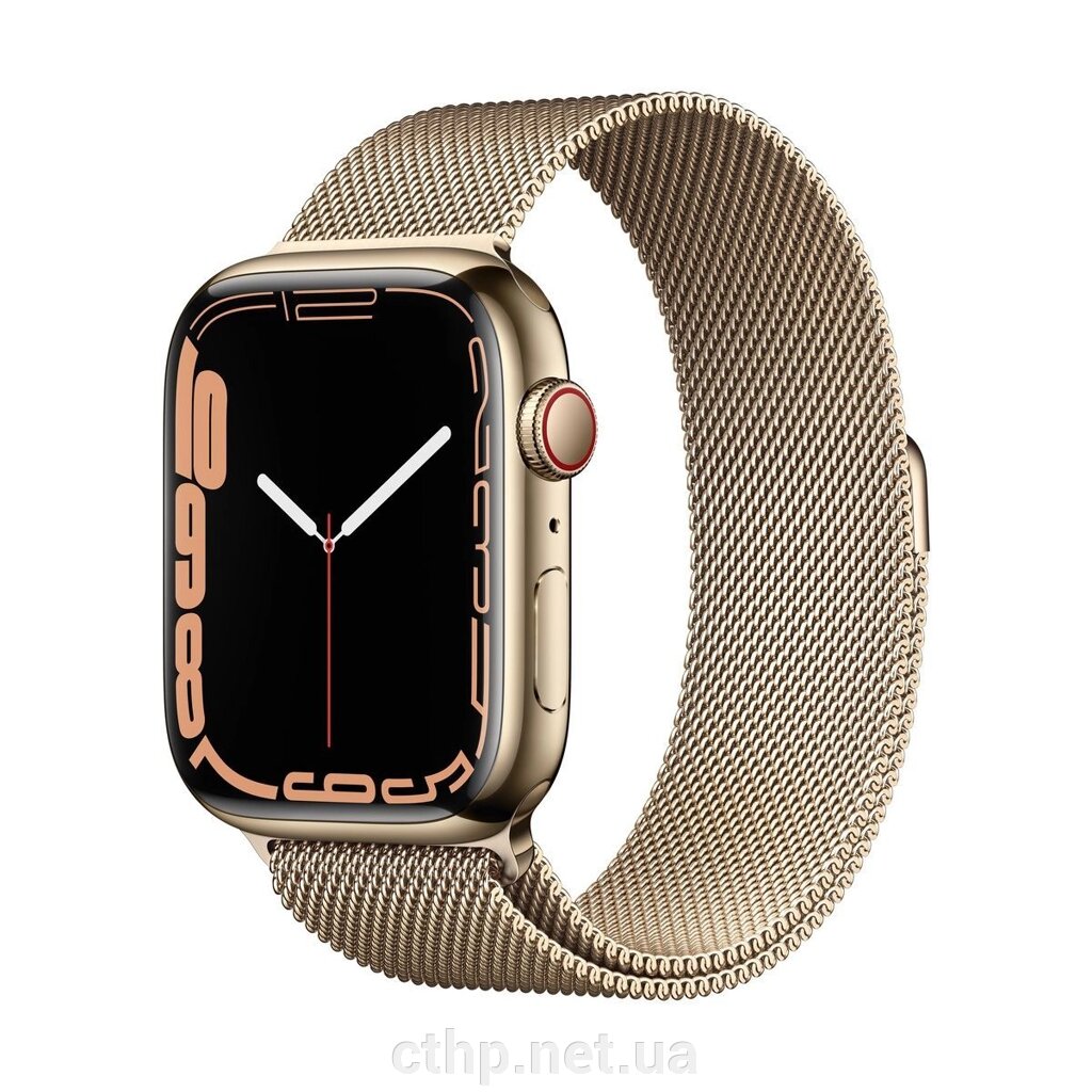 Apple Watch Series 7 GPS + Cellular 45mm Gold Stainless Steel Case with Gold Milanese Loop (MKJG3) від компанії Cthp - фото 1