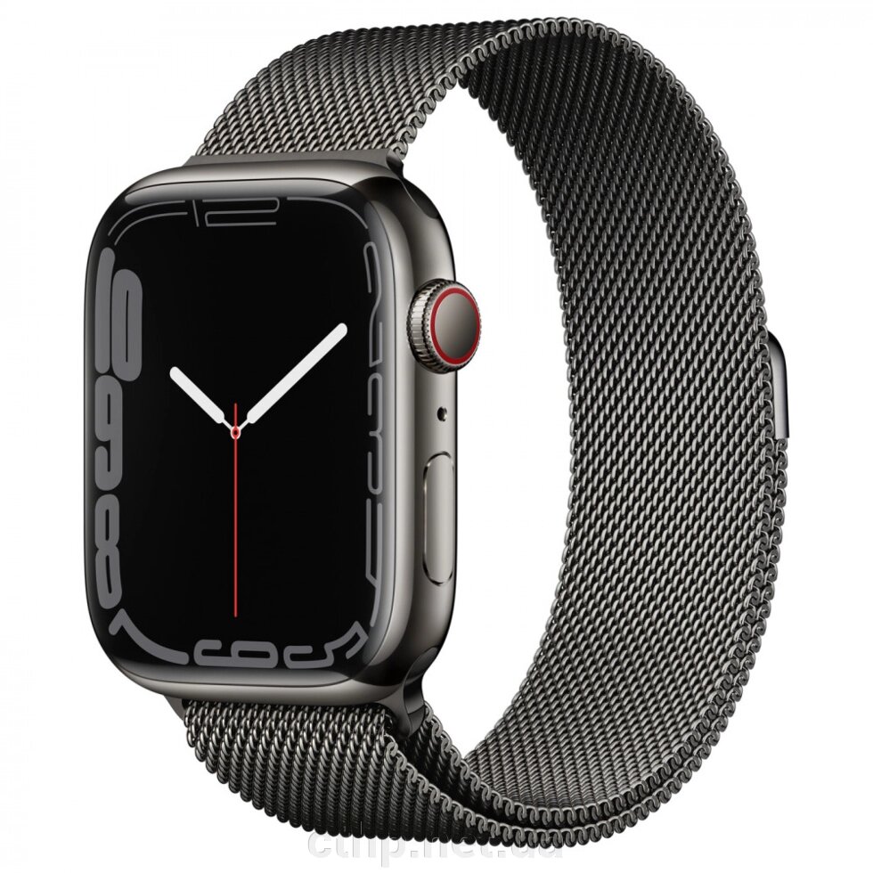 Apple Watch Series 7 GPS + Cellular 45mm Graphite S. Steel Case w. Graphite Milanese Loop (MKJJ3) від компанії Cthp - фото 1