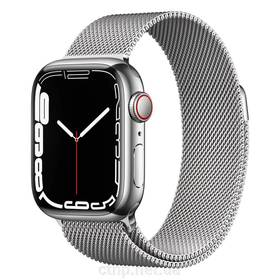 Apple Watch Series 7 GPS + Cellular 45mm Silver Stainless Steel Case with Silver Milanese Loop (MKJE3) від компанії Cthp - фото 1