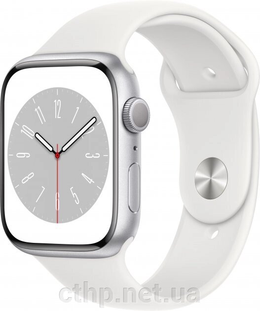 Apple Watch Series 8 GPS 45mm Silver Aluminum Case with White S. Band (MP6N3, MP6Q3) від компанії Cthp - фото 1