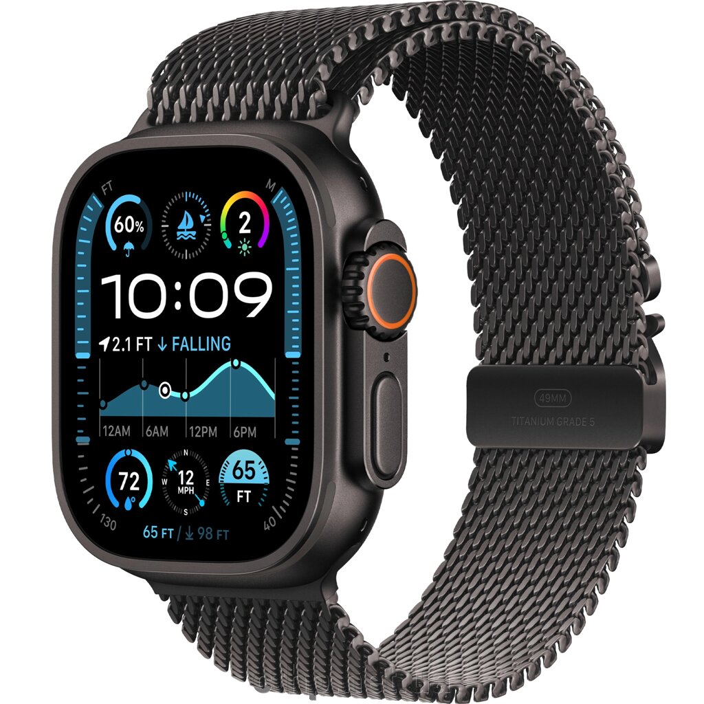 Apple Watch Ultra 2 GPS + Cellular 49mm Black Titanium Case w. Black Titanium Milanese Loop - M (MX5U3) від компанії Cthp - фото 1