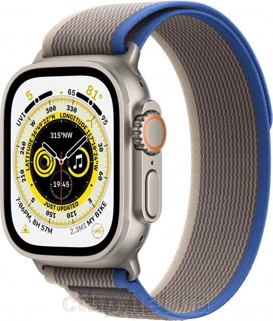 Apple Watch Ultra GPS + Cellular 49mm Titanium Case with Blue/Gray Trail Loop - S/M (MNHE3/MNHL3) від компанії Cthp - фото 1