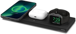 Belkin BOOST charge PRO 3-in-1 wireless charging pad with magsafe black (HPU72, WIZ016vfbk)