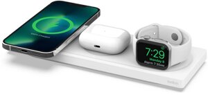 Belkin BOOST charge PRO 3-in-1 wireless charging pad with magsafe white (HPU82, WIZ016vfwh)