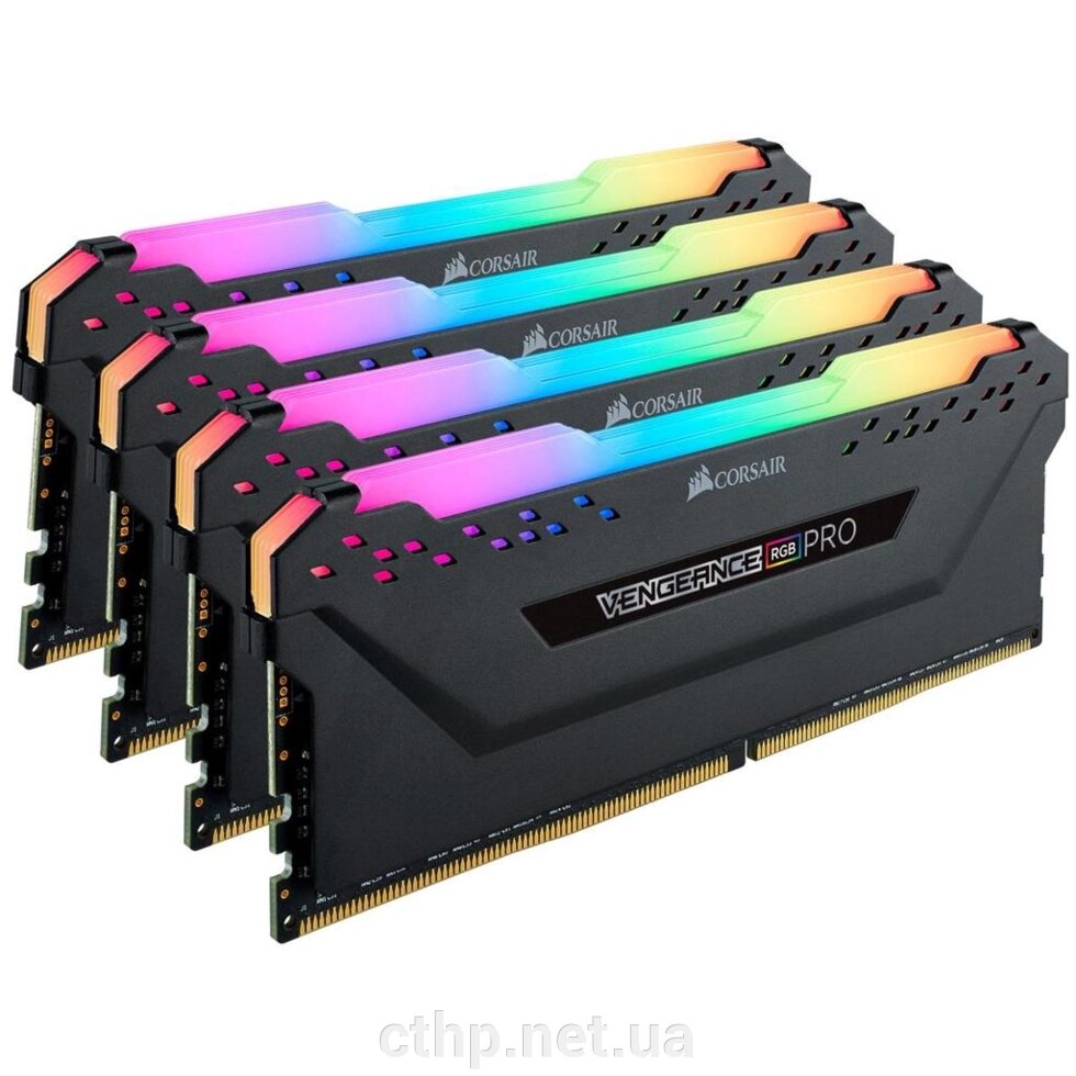 Corsair 32 GB (4x8GB) DDR4 3600 MHz Vengeance RGB Pro Black (CMW32GX4M4D3600C18) від компанії Cthp - фото 1