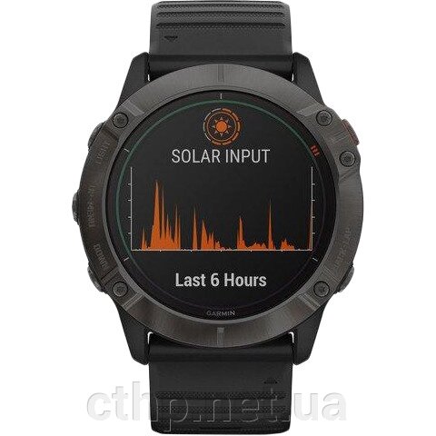 Garmin Fenix 6X Pro Solar Titanium Carbon Grey DLC with Black Band (010-02157-21) від компанії Cthp - фото 1