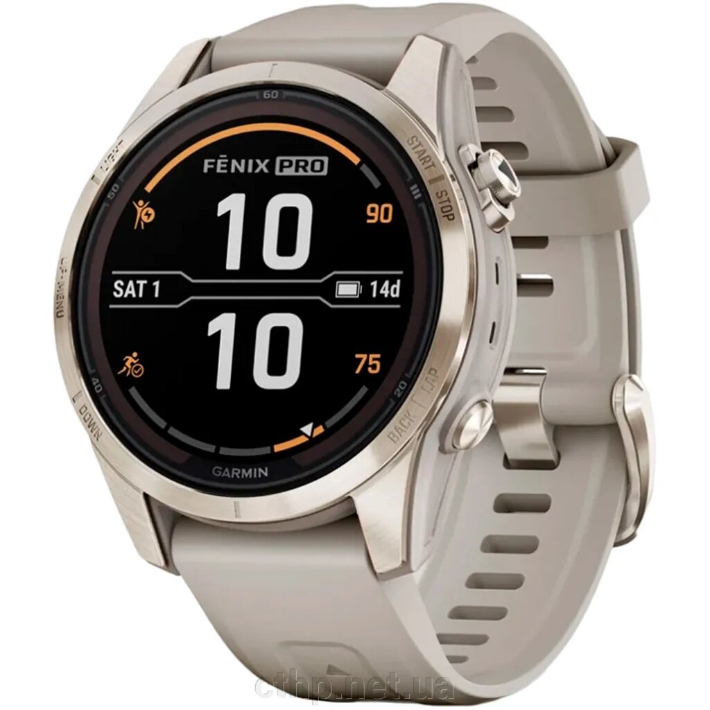 Garmin Fenix 7S Pro Sapphire Solar Soft Gold w. Light Sand Band (010-02776-14/15) від компанії Cthp - фото 1