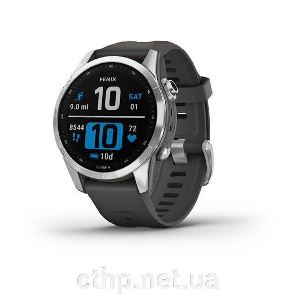 Garmin Fenix 7S Silver with Graphite Band (010-02539-00/01) від компанії Cthp - фото 1