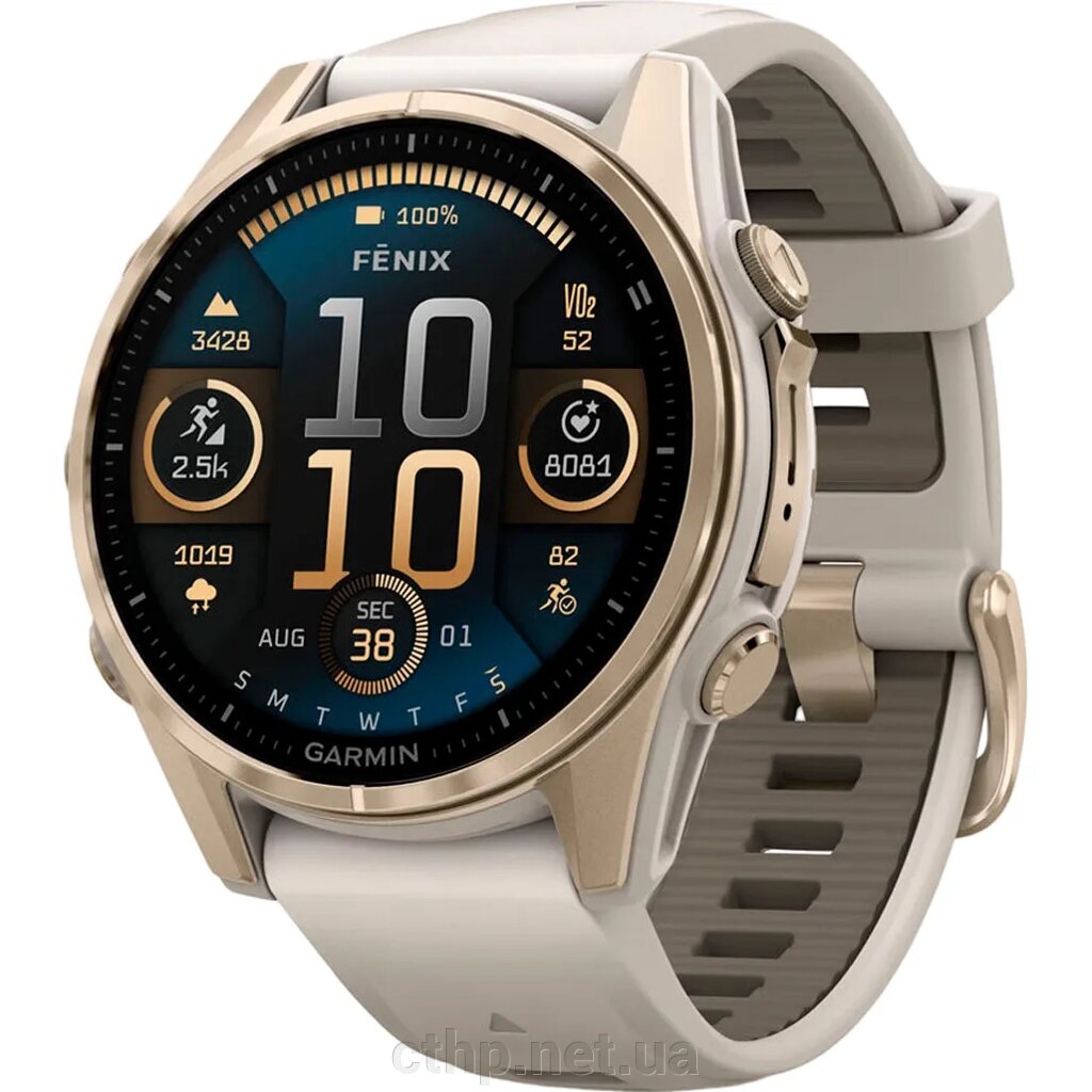 Garmin Fenix 8 43mm AMOLED Sapphire Soft Gold w. Fog Gray/Dark Sandstone S. Band (010-02903-10/11) від компанії Cthp - фото 1