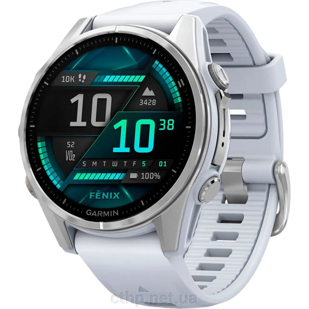 Garmin Fenix 8 43mm AMOLED Silver with Whitestone Silicone Band (010-02903-00) від компанії Cthp - фото 1