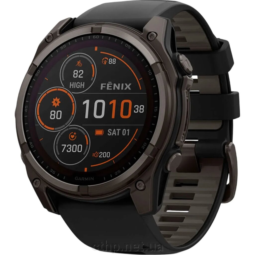 Garmin Fenix 8 51mm Solar Sapphire Carbon Gray DLC Titanium w. Black/Pebble Gray S. Band (010-02907-10/11) від компанії Cthp - фото 1