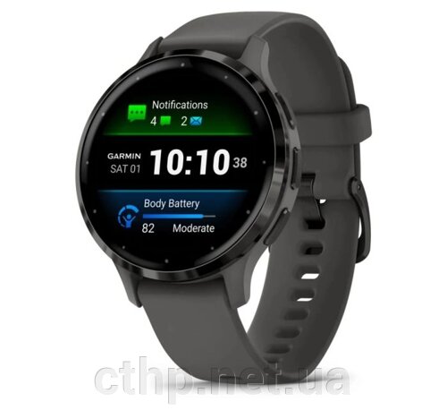 Garmin Venu 3S Slate S. Steel Bezel w. Pebble Gray Case and S. Band (010-02785-00/50)