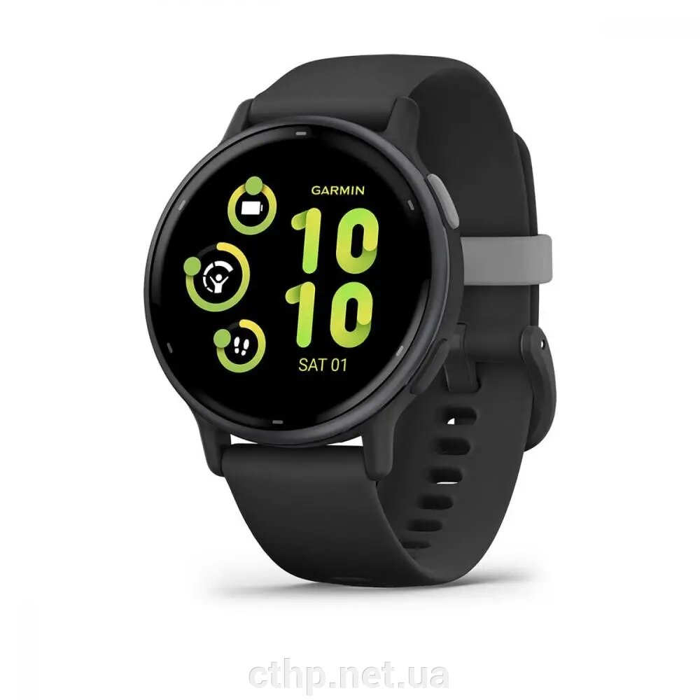 Garmin vivoactive 5 Slate Aluminum Bezel with Black Case and Silicone Band (010-02862-10) від компанії Cthp - фото 1