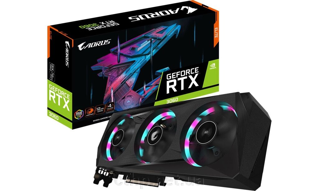 GIGABYTE AORUS GeForce RTX 3060 ELITE 12G (GV-N3060AORUS E-12GD) від компанії Cthp - фото 1