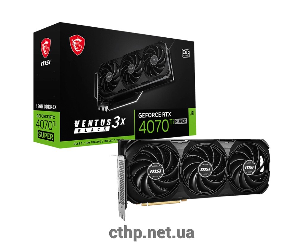 MSI GeForce RTX 4070 Ti SUPER 16G VENTUS 3X OC (912-V513-614) BLACK від компанії Cthp - фото 1