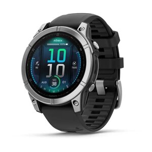 Garmin Fenix E 47mm AMOLED Stainless Steel with Black Silicone Band (010-03025-02/00)