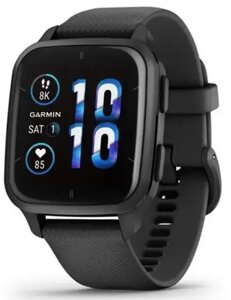 Garmin Venu Sq 2 – Music Edition Slate Aluminum Bezel with Black Case and Silicone Band (010-02700-00/10/80