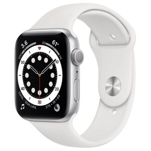 Apple Watch Series 6 GPS 44mm Silver Aluminum Case w. White Sport B. (M00D3)