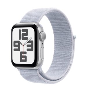 Apple Watch SE 2 GPS 40mm Silver Aluminium Case w. Blue Cloud Sport Loop (MXEE3)
