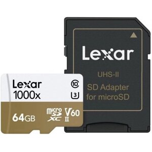 Карта пам'яті Lexar 64 GB microSDXC UHS-II U3 ​​Professional + SD Adapter LSDMI64CBEU1000R