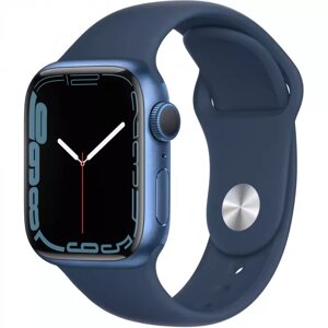 Apple Watch Series 7 GPS + Cellular 41mm Blue Aluminum Case w. Abyss Blue S. Band (MKHC3)