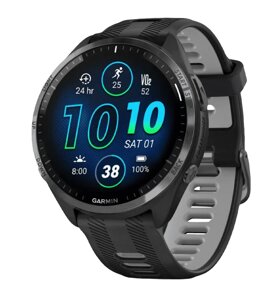 Garmin Forerunner 965 Carbon Gray Titanium Bezel w. Blk Case and Blk/Powder Gray S. Band (010-02809-00/10/8