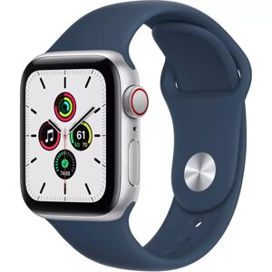 Apple Watch SE GPS + Cellular 40mm Silver Aluminum Case w. Abyss Blue S. Band (MKQL3)