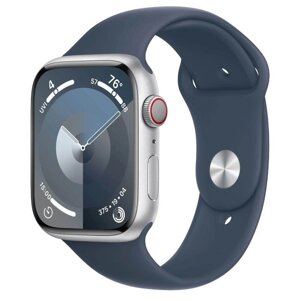 Apple Watch Series 9 GPS + Cellular 45mm Silver Alu. Case w. Storm Blue S. Band - M/L (MRMH3)