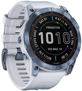 Смарт-годинник Garmin Fenix 7X Sapphire Solar M. Blue DLC Titanium w. Whitestone Band (010-02541-14/15)