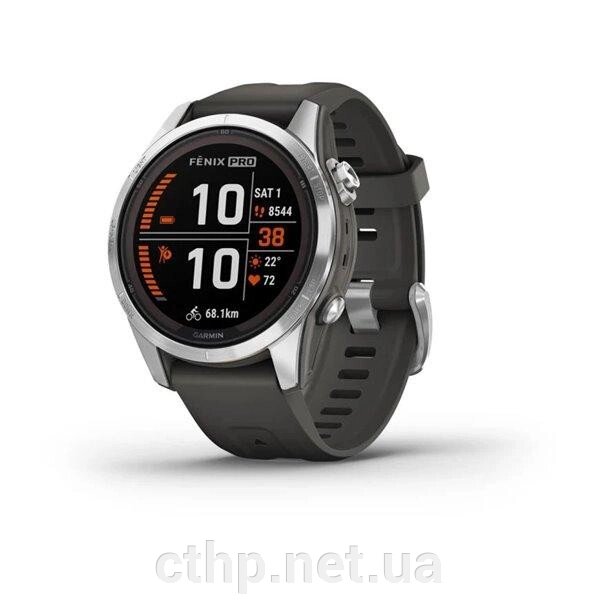 Смарт-годинник Garmin Fenix 7S Pro Solar Silver w. Graphite Band (010-02776-00/01) від компанії Cthp - фото 1