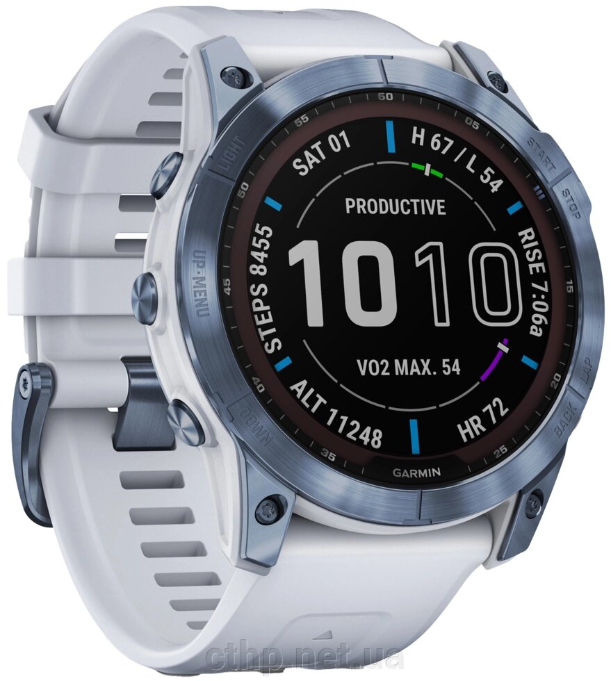 Смарт-годинник Garmin Fenix 7X Sapphire Solar M. Blue DLC Titanium w. Whitestone Band (010-02541-14/15) від компанії Cthp - фото 1