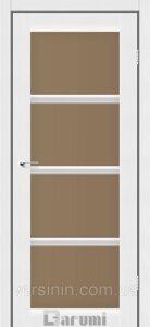 Двері міжкімнатні Darumi Avant G скло Сатин та Бронза [МДФ] Білий Мат