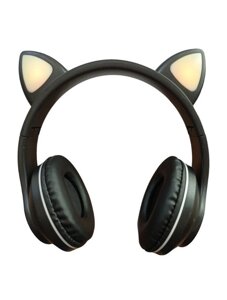 Навушники бездротові Cat Ear VZV-28M Bluetooth з різнокольоровим LED підсвічуванням та котячими вушками Чорні