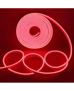 Неонова гнучка стрічка LED Neon Flex 0719 силіконова герметична 12V-220V, 5 м Червоний