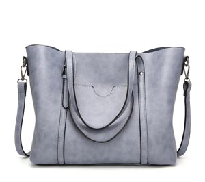 Якісна класична жіноча сумка, велика жіноча сумочка екошкіра Блакитна