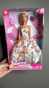 Лялька Барбі в сукні в горох Білий Fashion Doll 8452 б