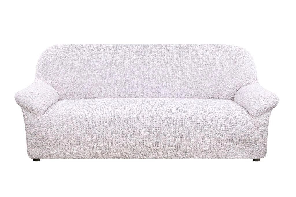 Чохол натяжний без спідниці на тримісний диван Білий Venera Накидка на диван від компанії KITOD - фото 1