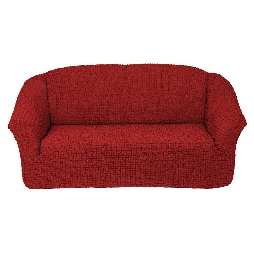 Чохол натяжний без спідниці на тримісний диван Теракотовий Venera Накидка на диван від компанії KITOD - фото 1