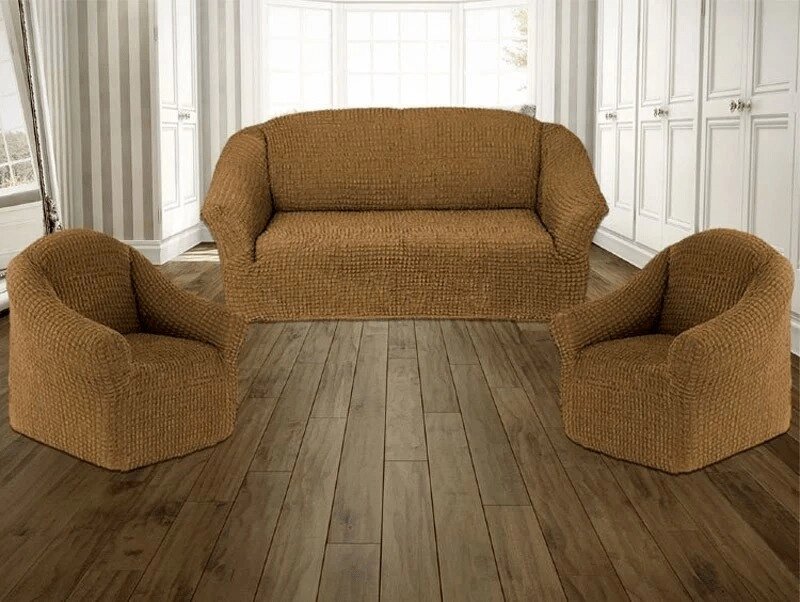 Чохол натяжний диван без спідниці жниварка універсальна накидка без оборки Коричневий 9 Турецький від компанії KITOD - фото 1