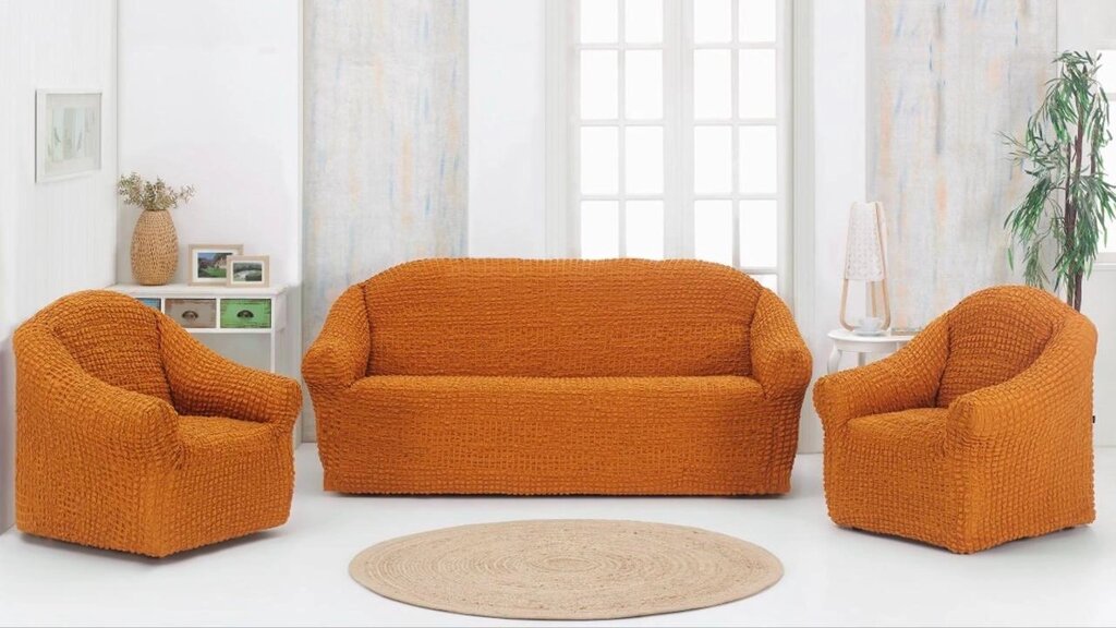 Чохол натяжний диван без спідниці жниварка універсальна накидка без оборки Медовий 11 Турецький від компанії KITOD - фото 1