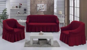 Чохол натяжний диван накидка для м'яких меблів зі спідницею знімний какао Home Collection Evibu Туреччина